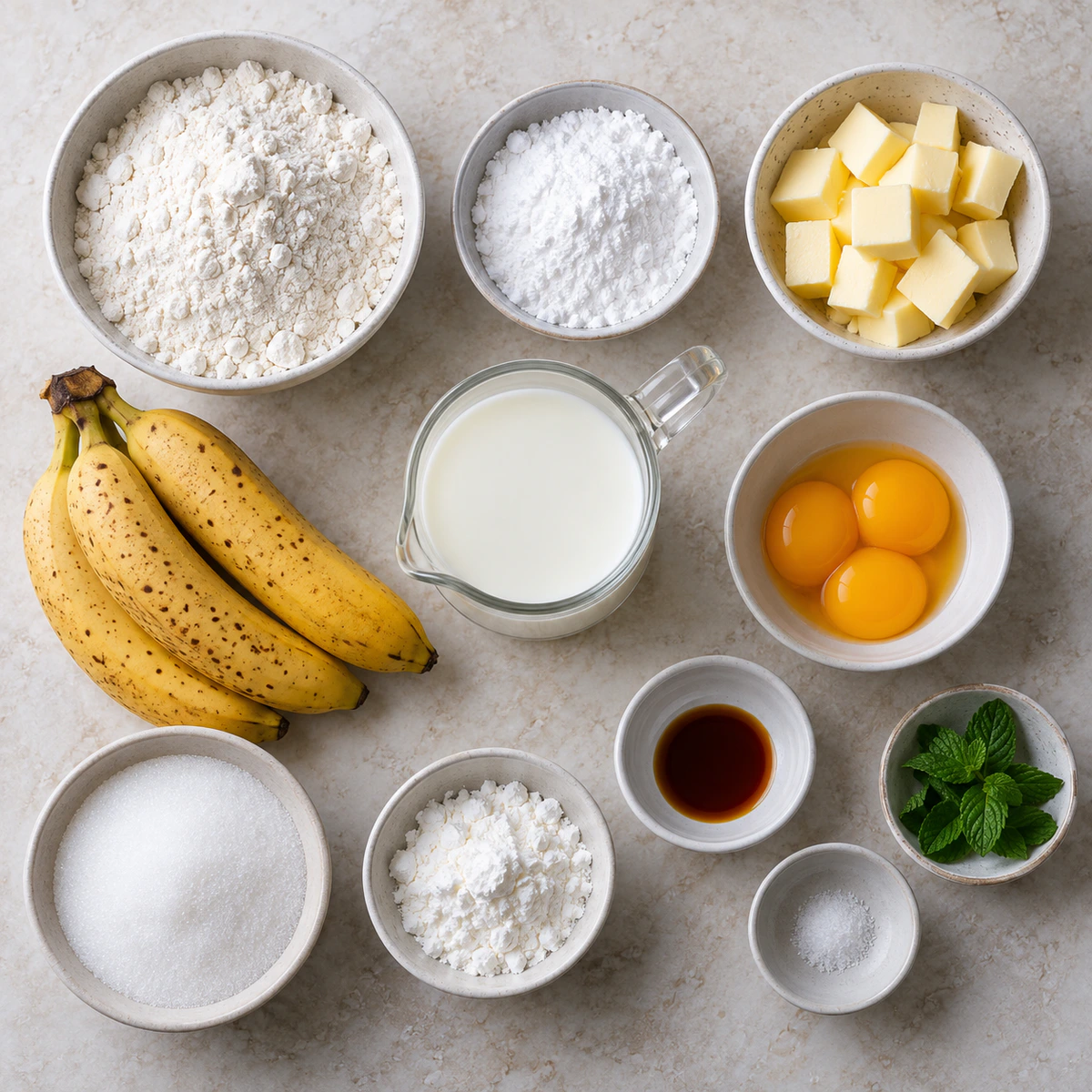 Exact measured ingredients for Creamy Banana Custard Cups