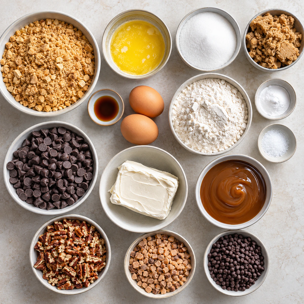 Exact measured ingredients for Billion Dollar Cookie Bars