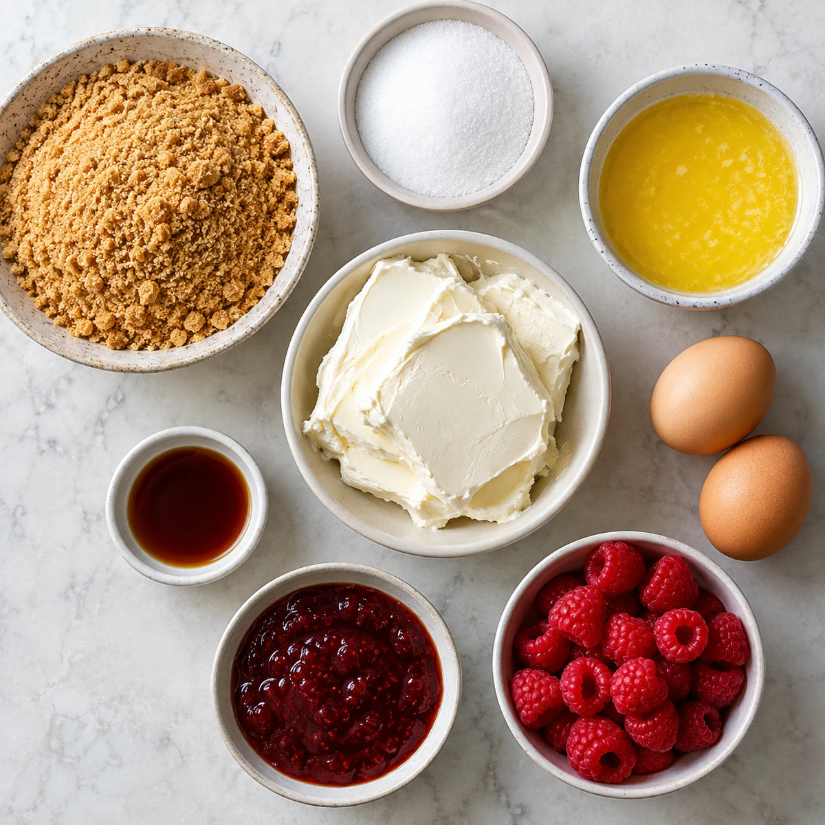 Exact measured ingredients for Homemade Raspberry Swirl Cheesecake Bites