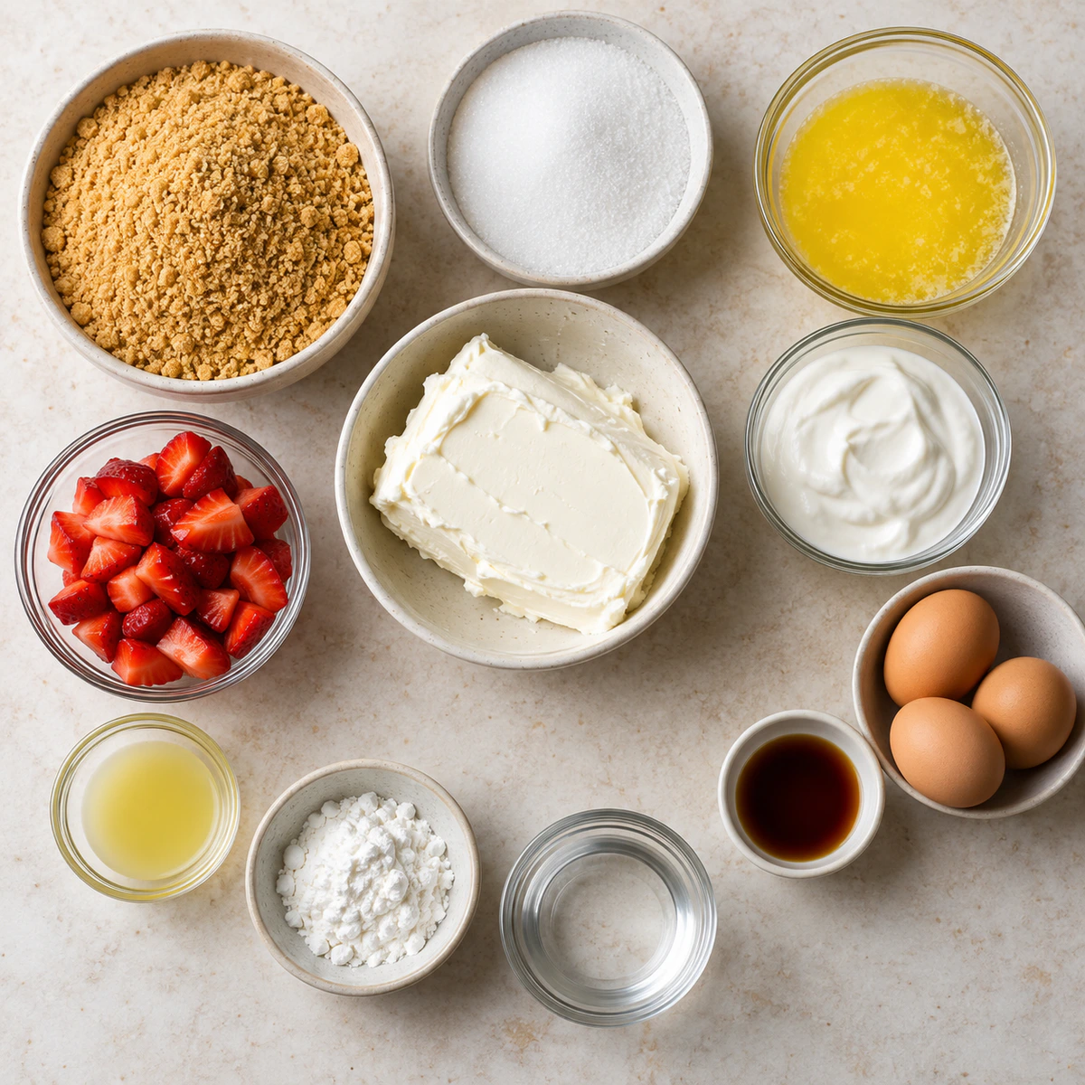 Exact measured ingredients for Philadelphia Strawberry Cheesecake Bars