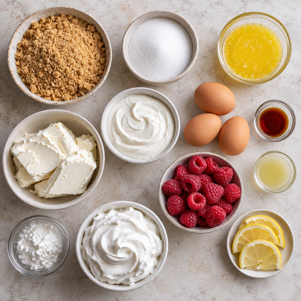Exact measured ingredients for Raspberry Swirl Cheesecake