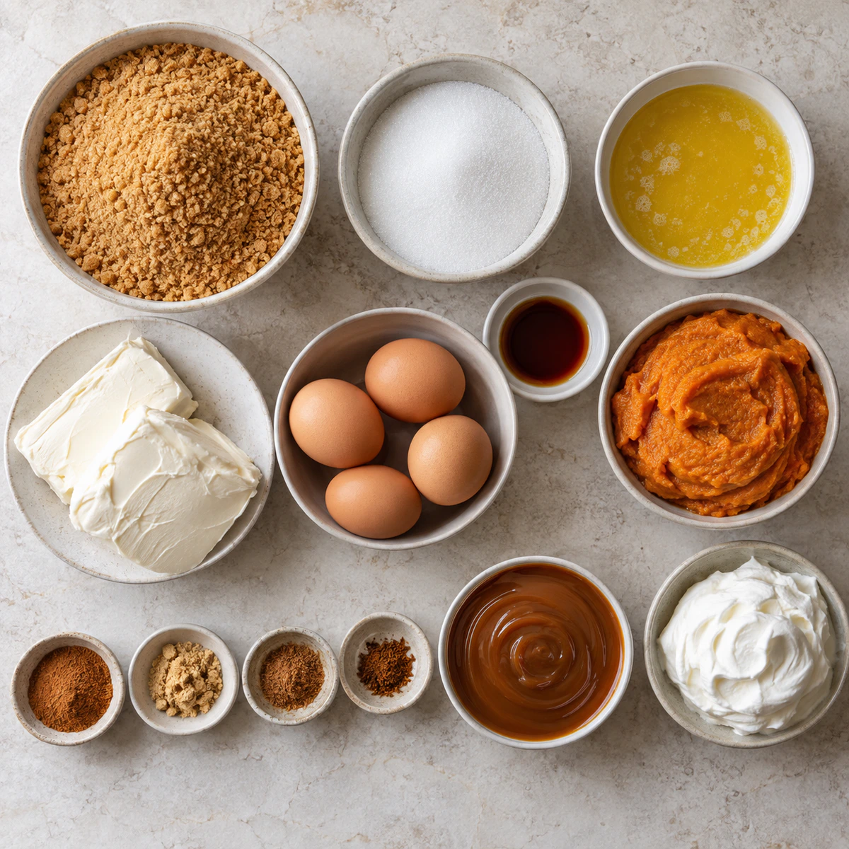 Exact measured ingredients for Caramel Pumpkin Cheesecake Magic