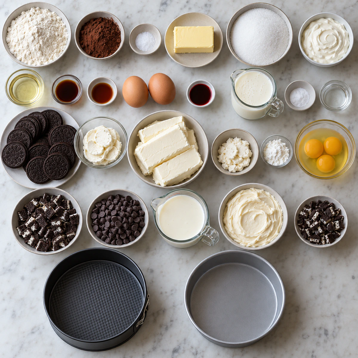 Exact measured ingredients for Red Velvet Oreo Cheesecake