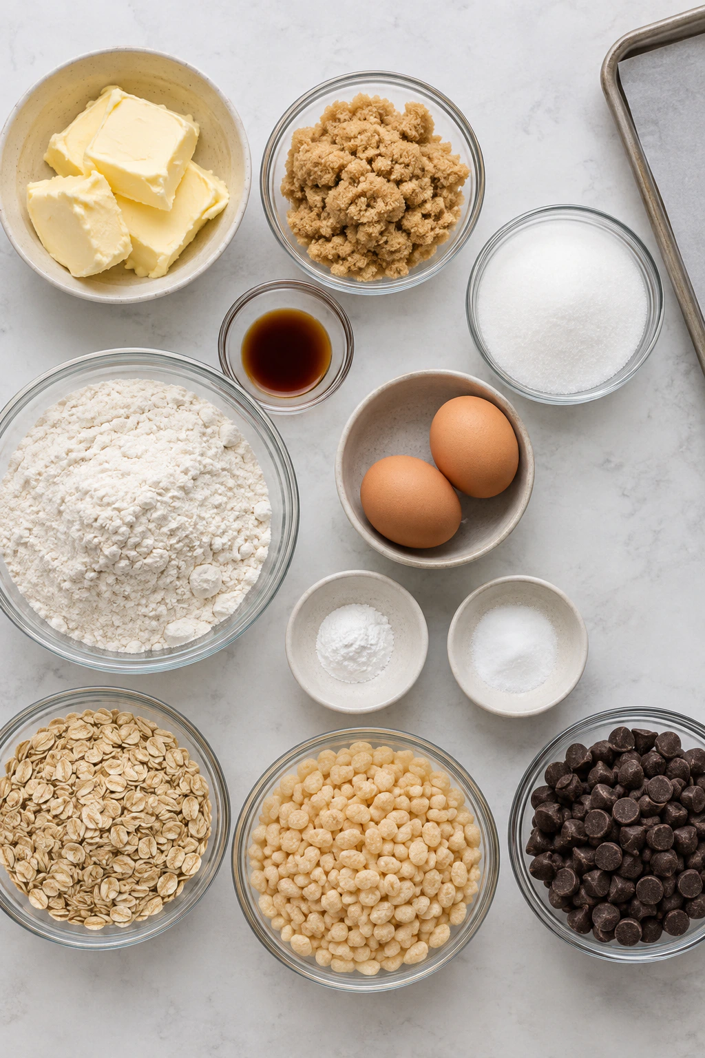 Exact measured ingredients for Rice Krispie Chocolate Chip Cookies