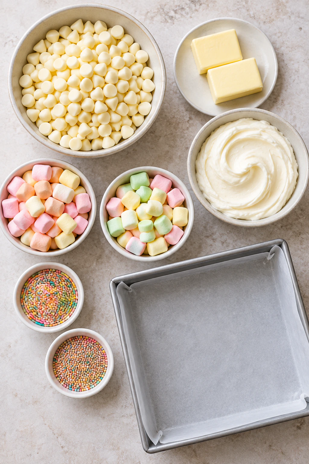 Exact measured ingredients for Easy Fruity Marshmallow Fudge