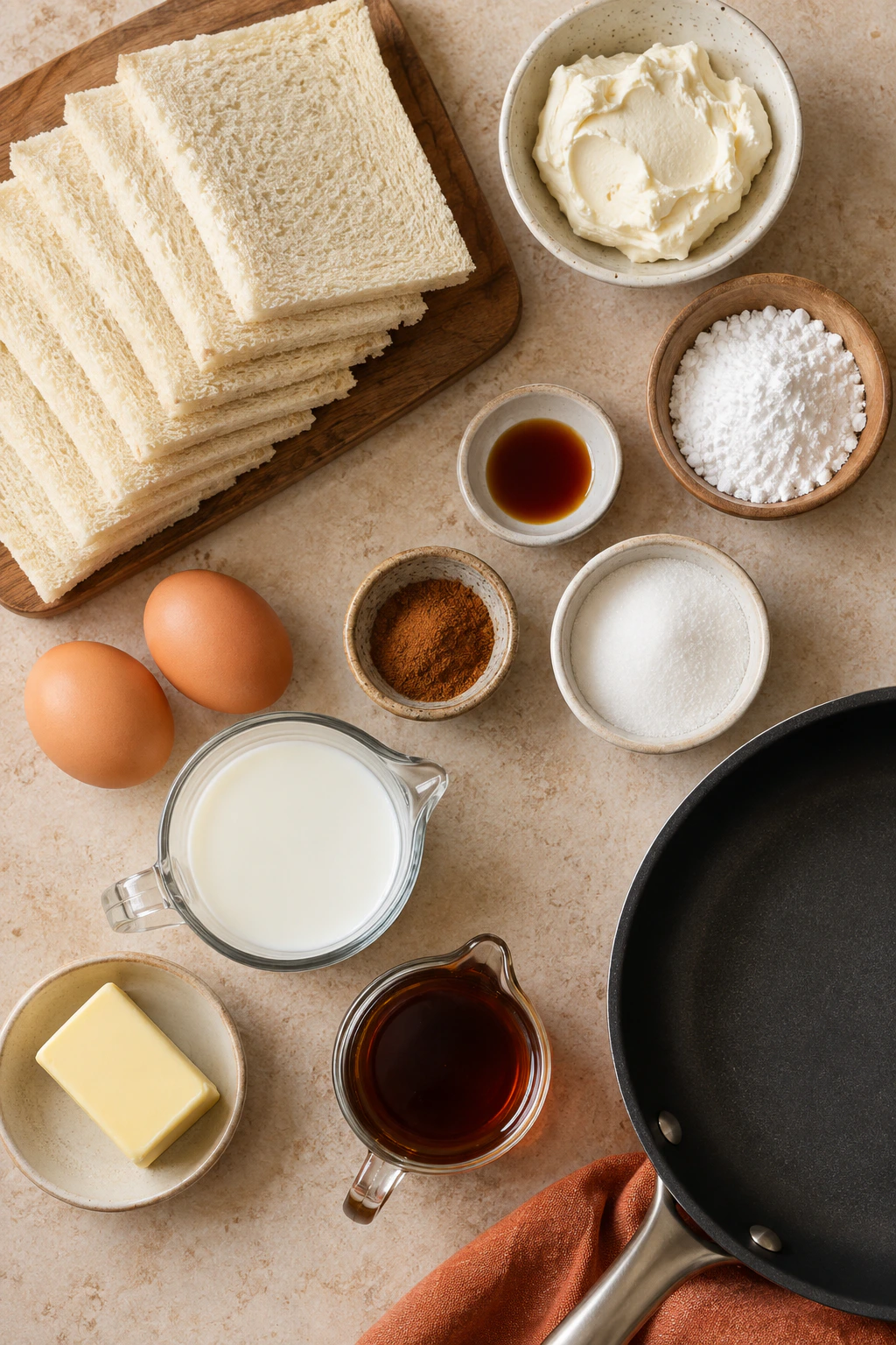 Exact measured ingredients for Ultimate Fall Cinnamon Roll French Toast Roll-Ups