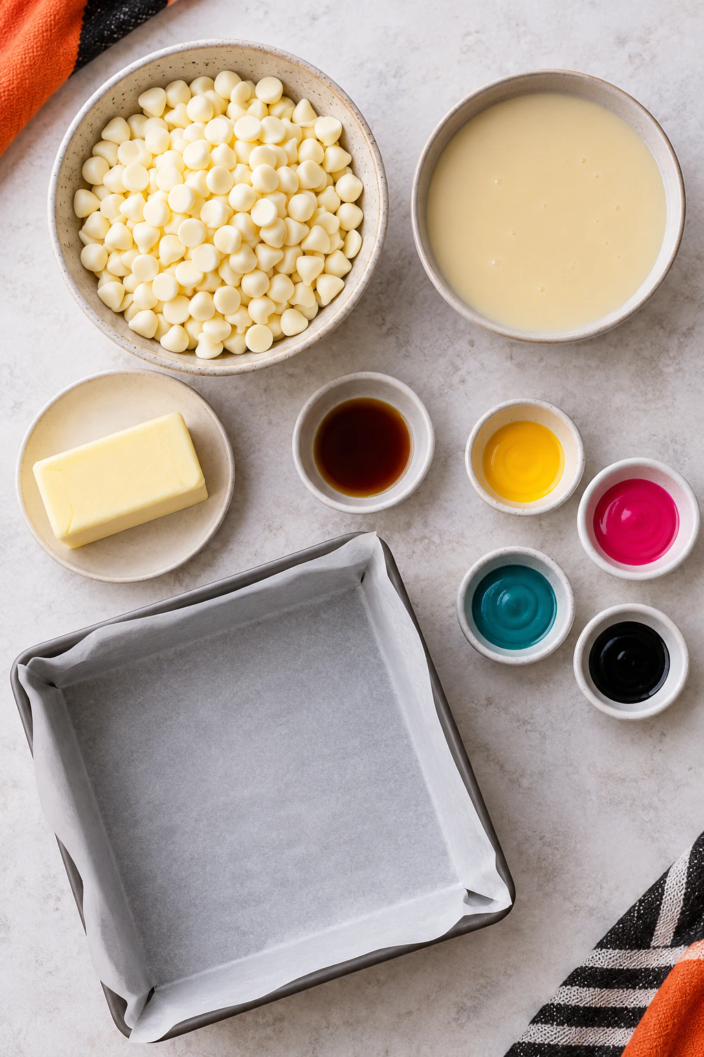 Exact measured ingredients for Colorful Halloween Fudge
