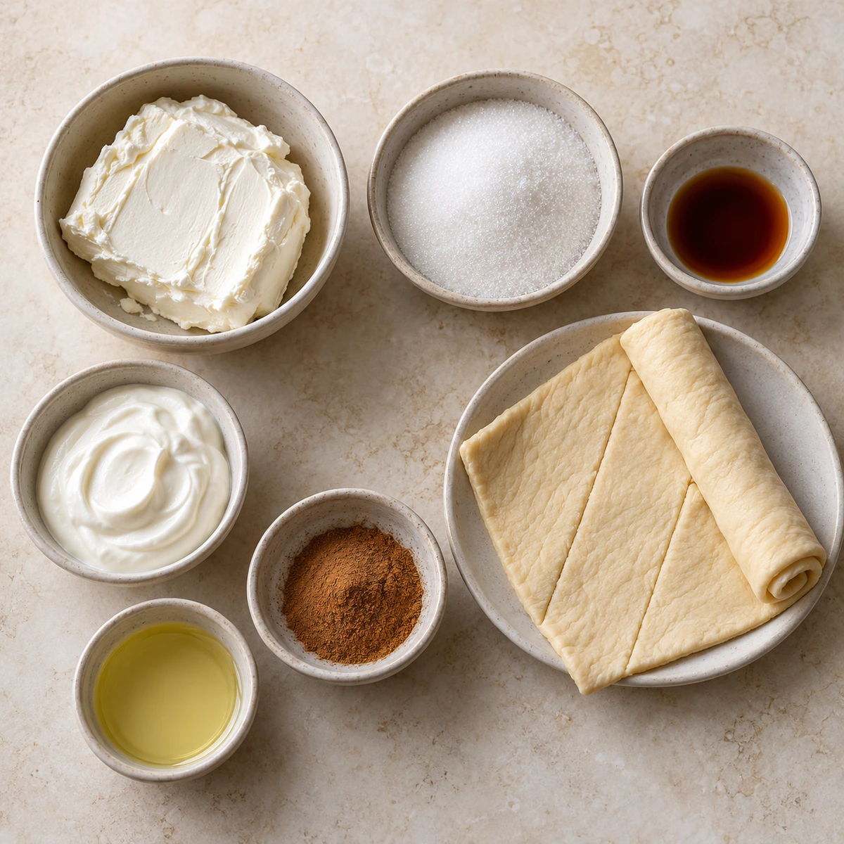 Exact measured ingredients for Churro Stuffed Cheesecake Bites
