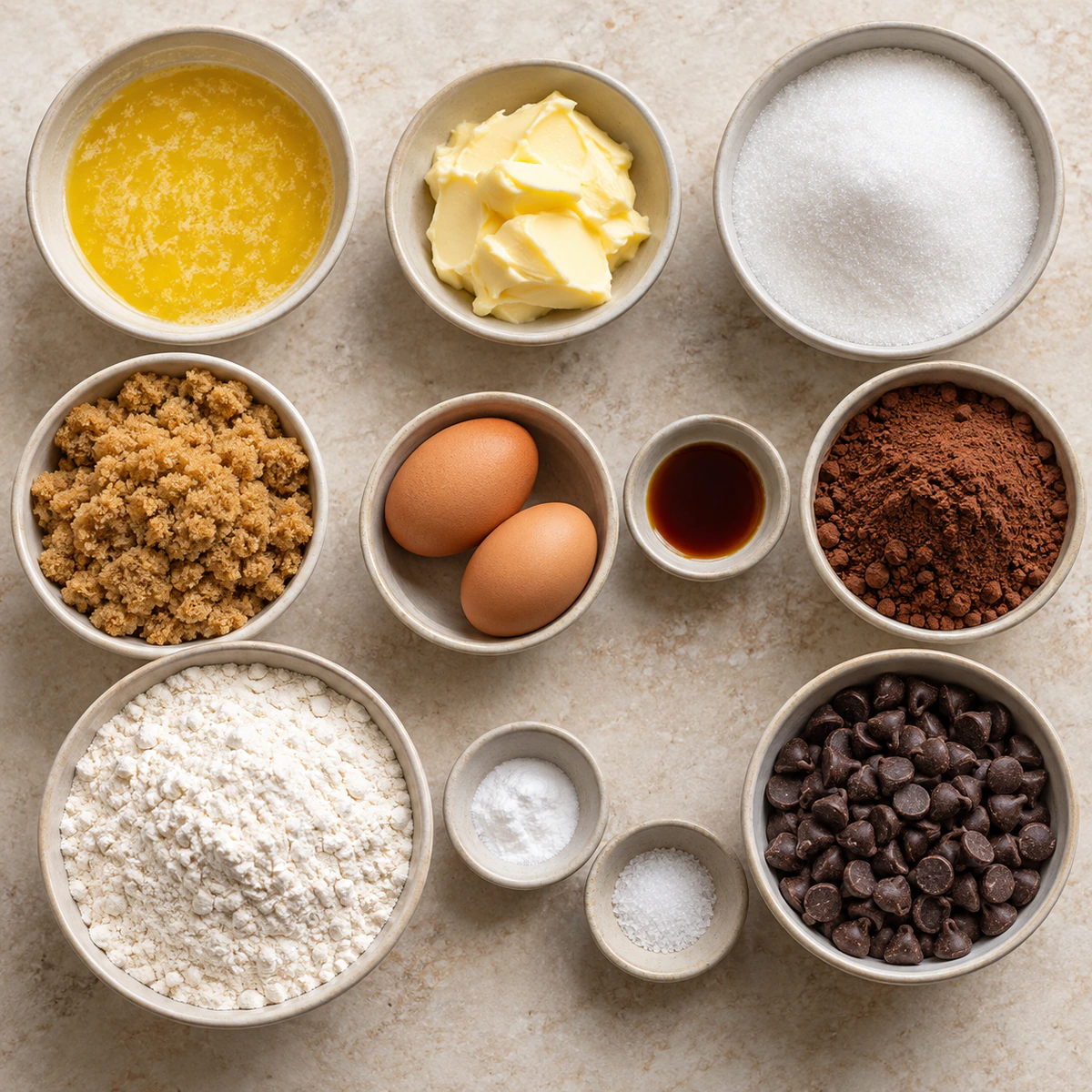 Exact measured ingredients for Double Chocolate Dream Cookies