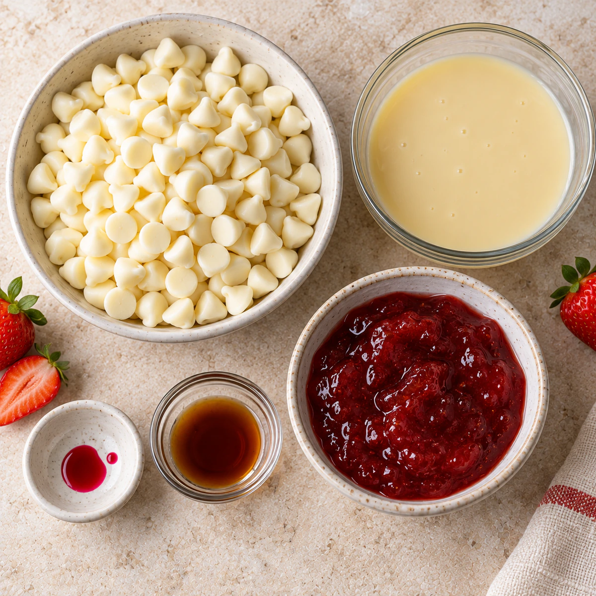 Exact measured ingredients for Strawberry Swirl Fudge