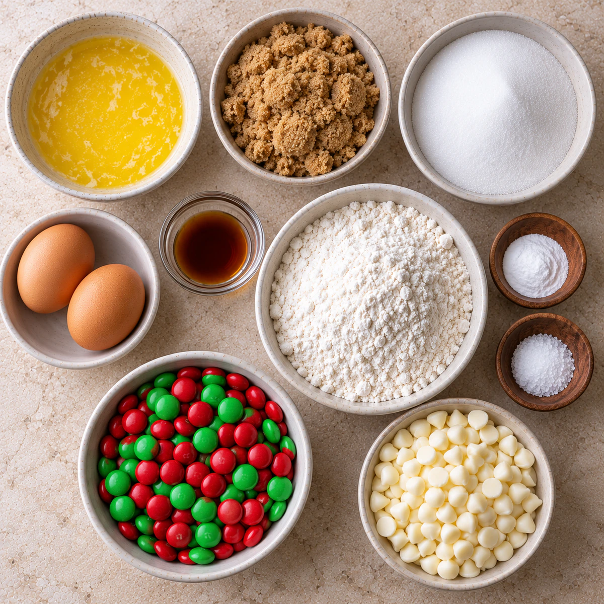 Exact measured ingredients for Christmas Cookie Bars