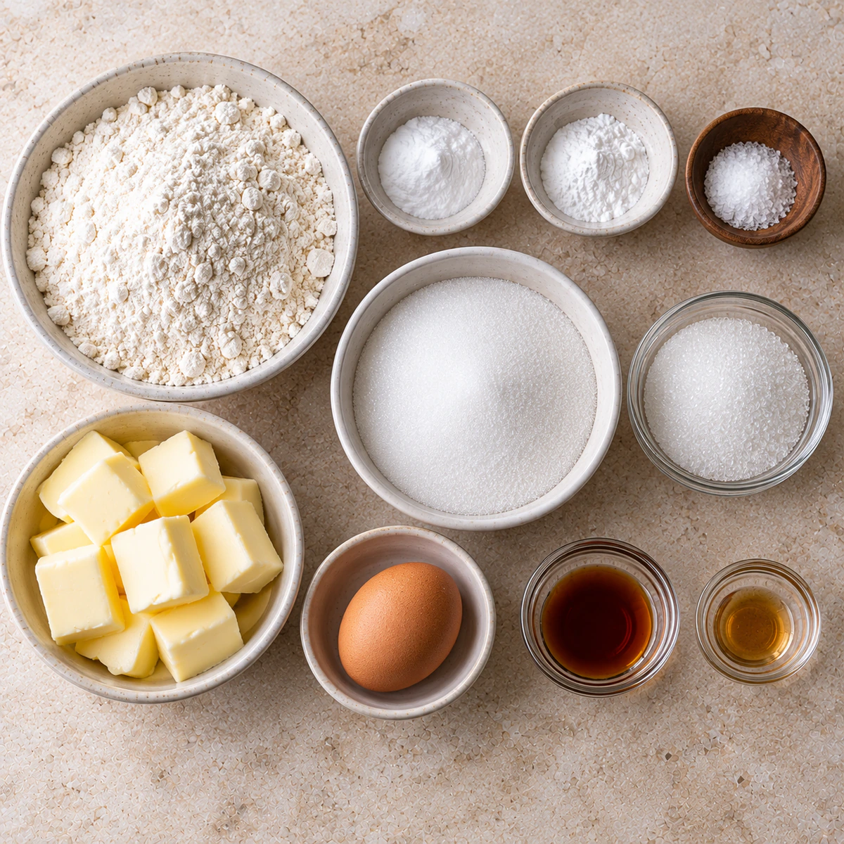 Exact measured ingredients for Soft and Chewy Sugar Cookies