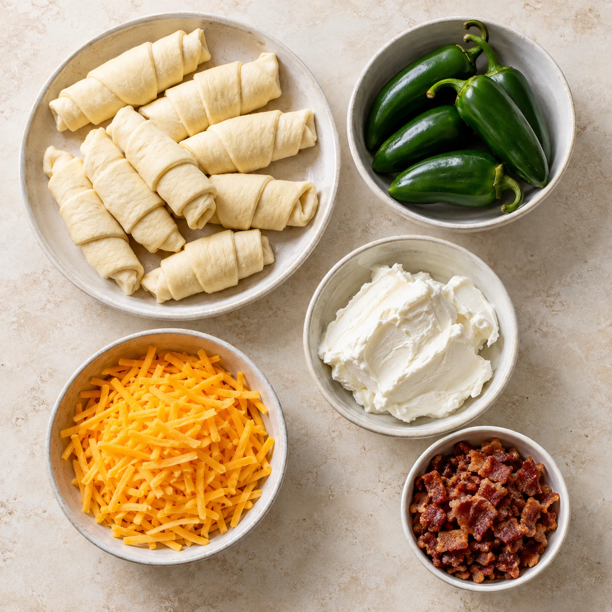Exact measured ingredients for Jalapeno Popper Crescent Rolls