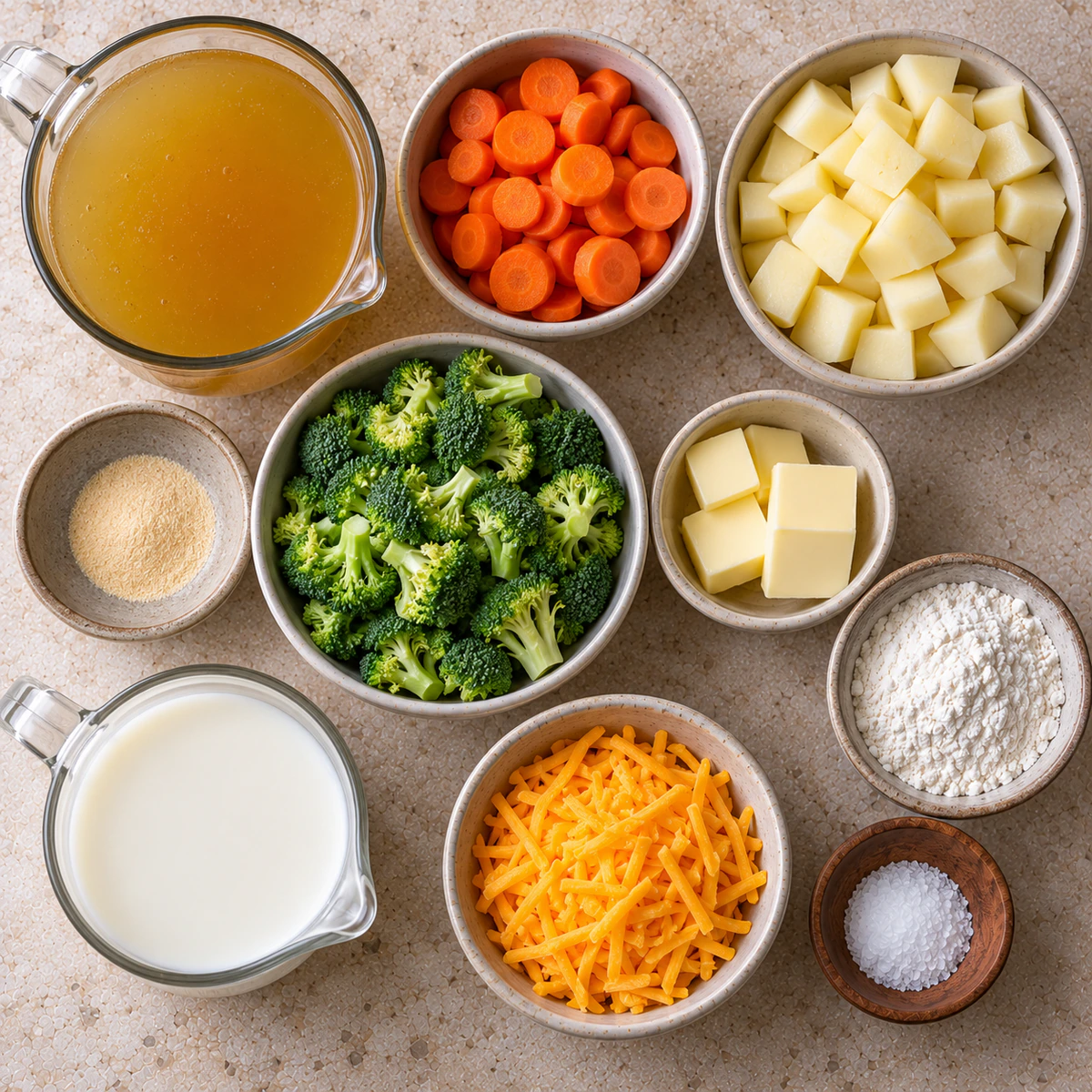 Exact measured ingredients for Loaded Broccoli Potato Soup