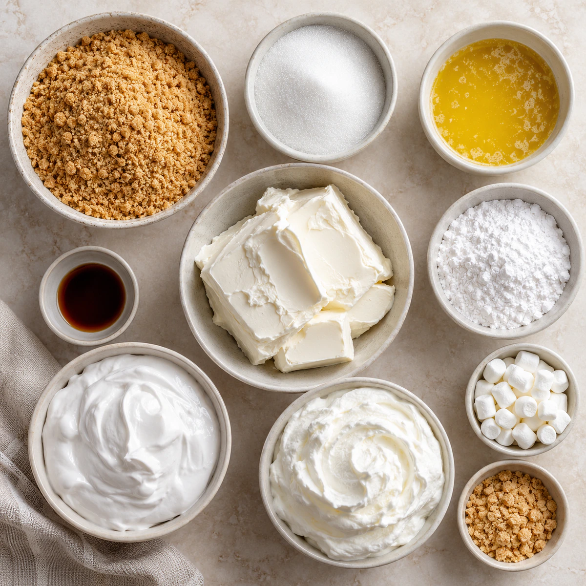 Exact measured ingredients for Marshmallow Whip Cheesecake Heaven