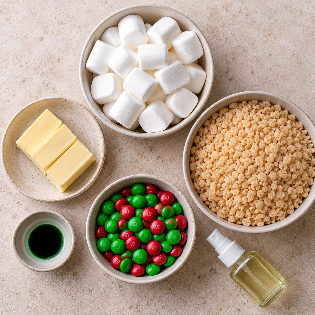 Exact measured ingredients for Rice Krispie Wreaths