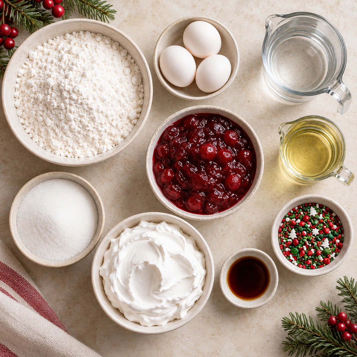 Exact measured ingredients for Christmas Cranberry Poke Cake