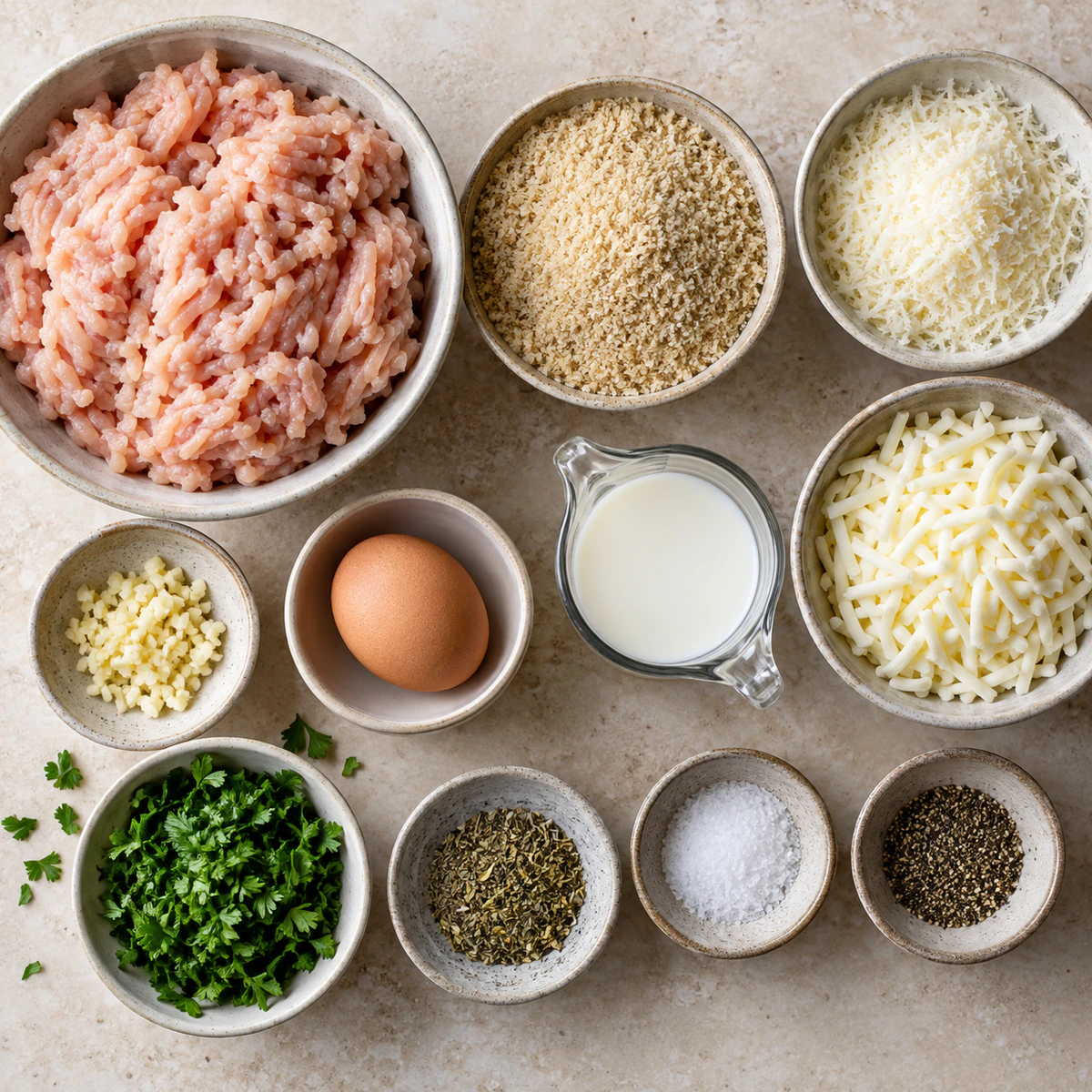 Exact measured ingredients for Garlic Parmesan Chicken Meatloaf
