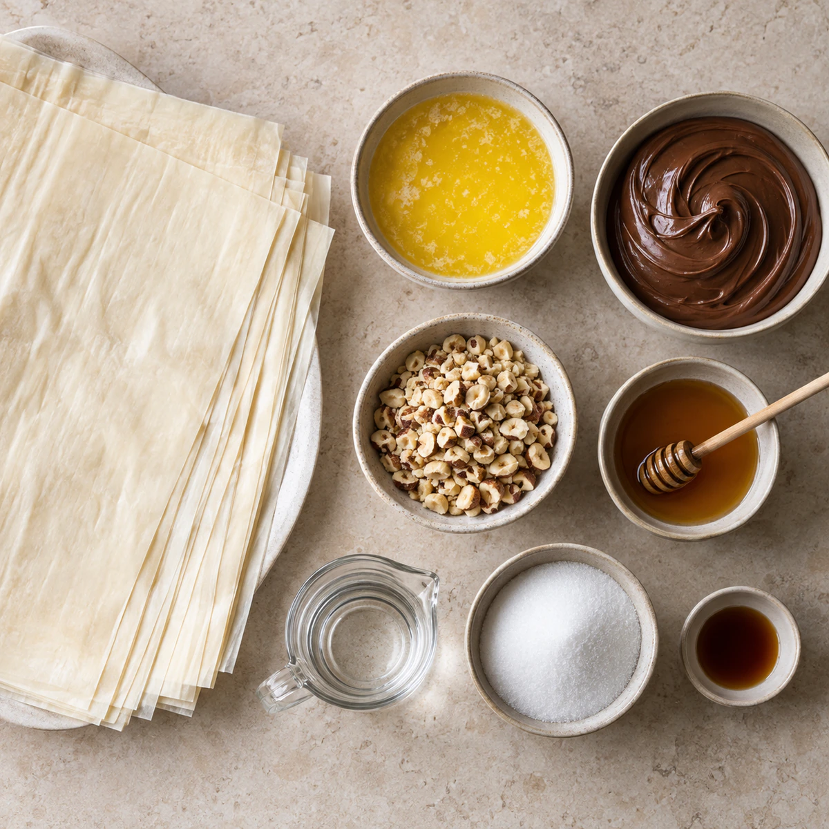 Exact measured ingredients for Nutella Baklava
