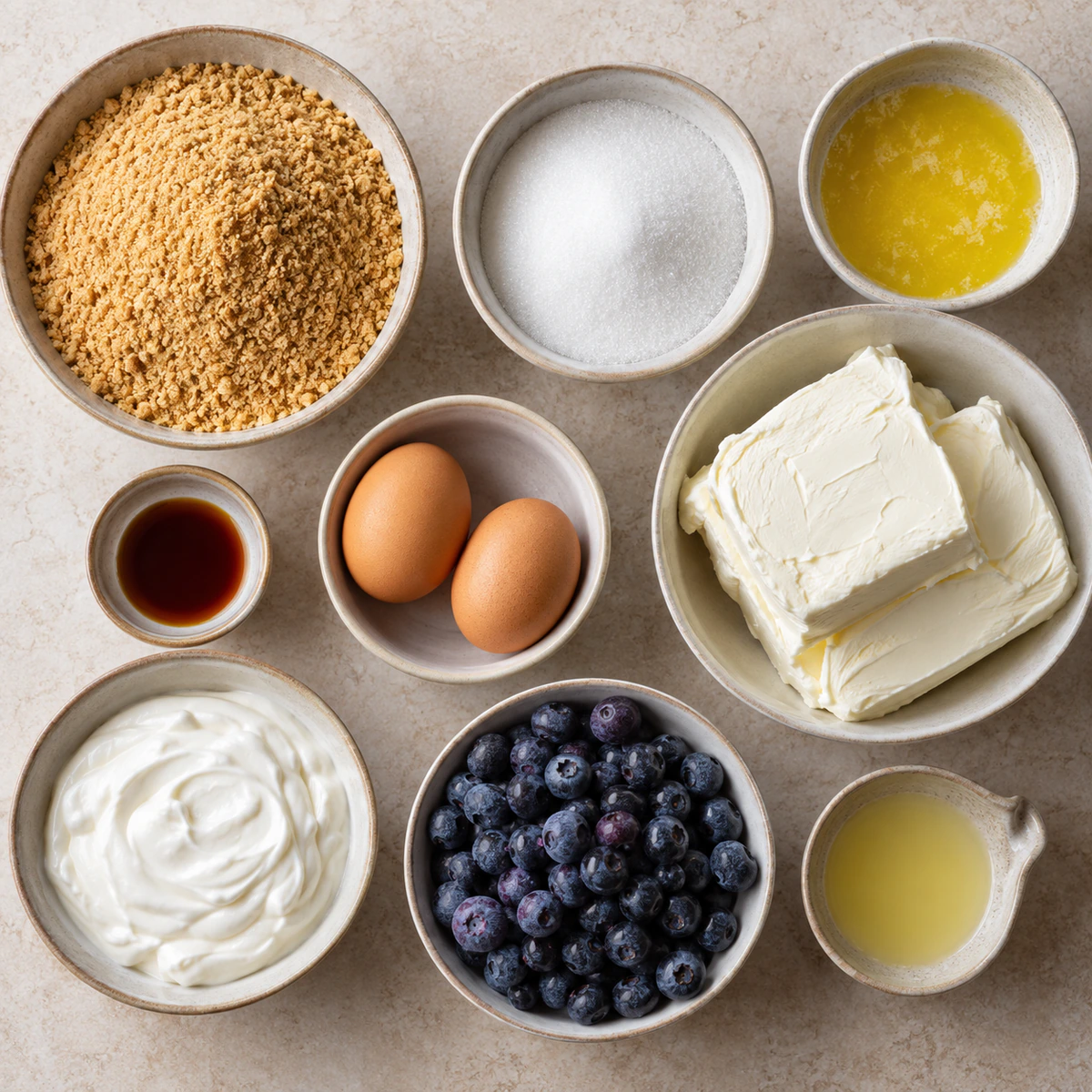 Exact measured ingredients for Easy Blueberry Cheesecake