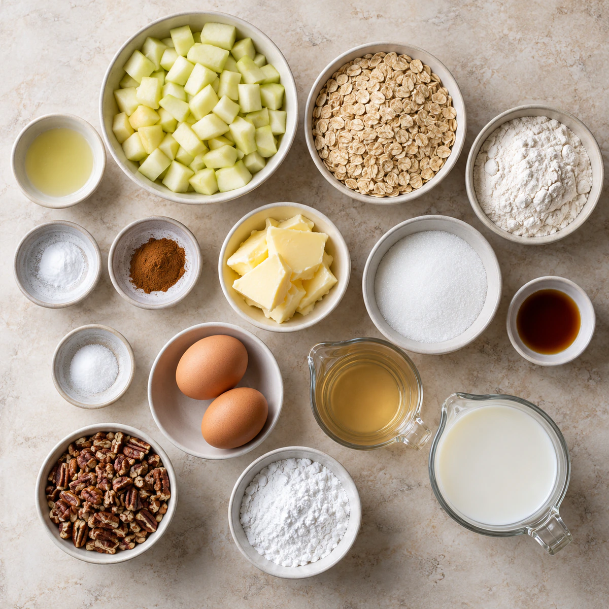 Exact measured ingredients for Oatmeal Apple Breakfast Bake