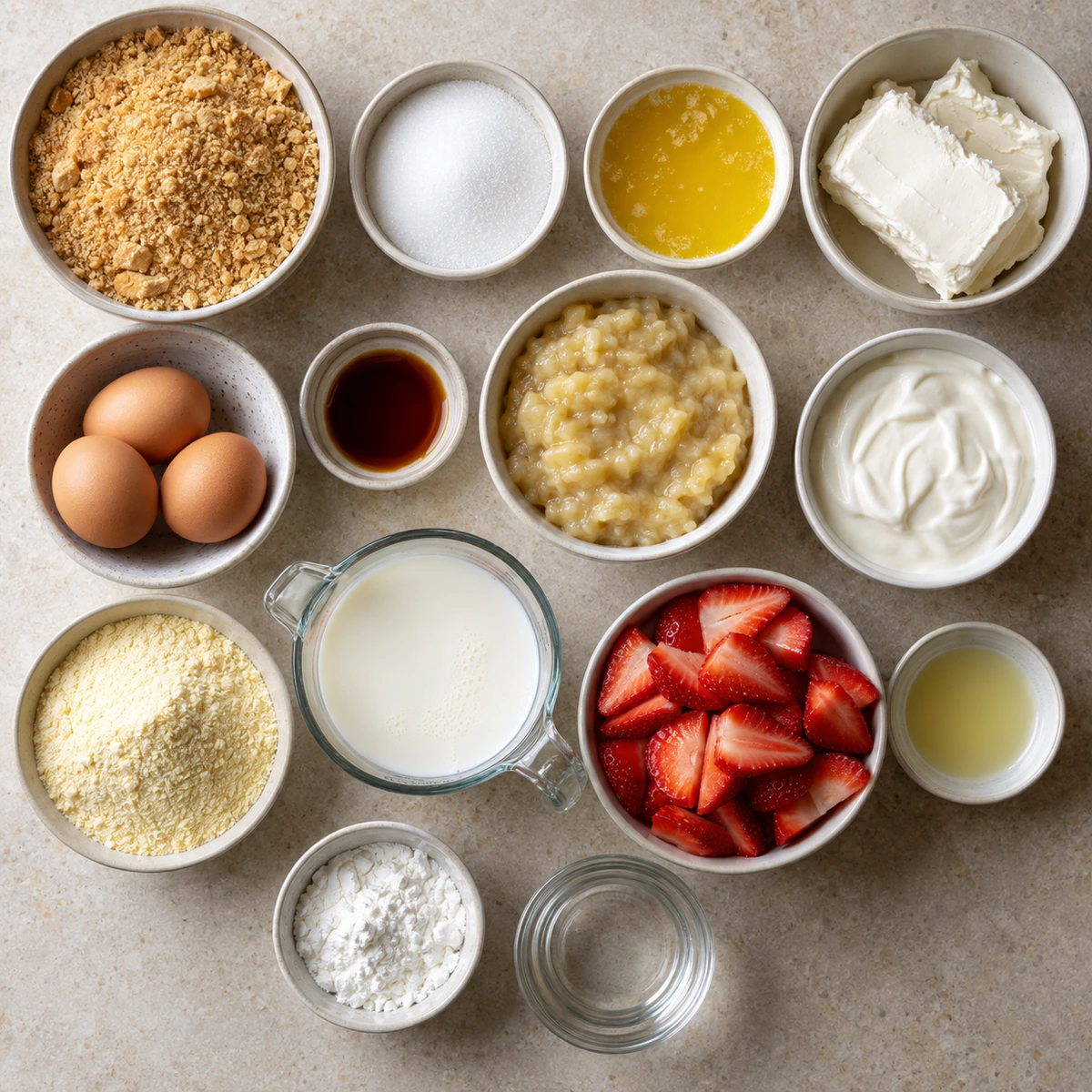 Exact measured ingredients for Banana Pudding Strawberry Cheesecake