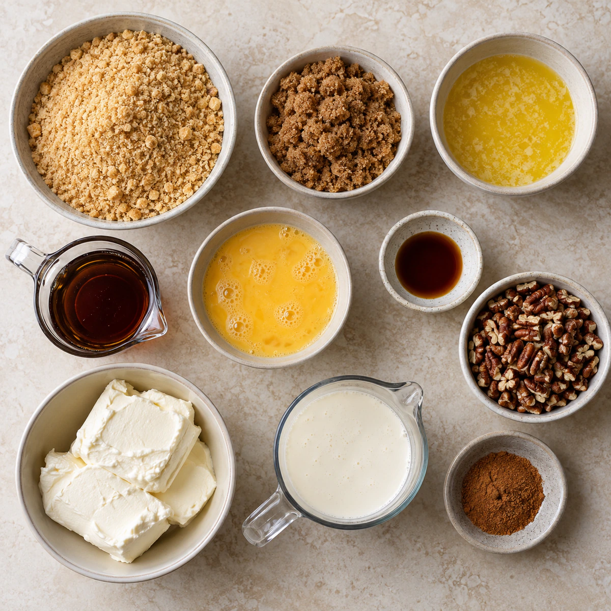 Exact measured ingredients for Pecan Pie Cheesecake