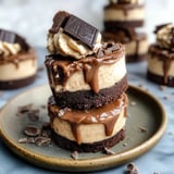 Raw Caramel Brownie Cheesecakes