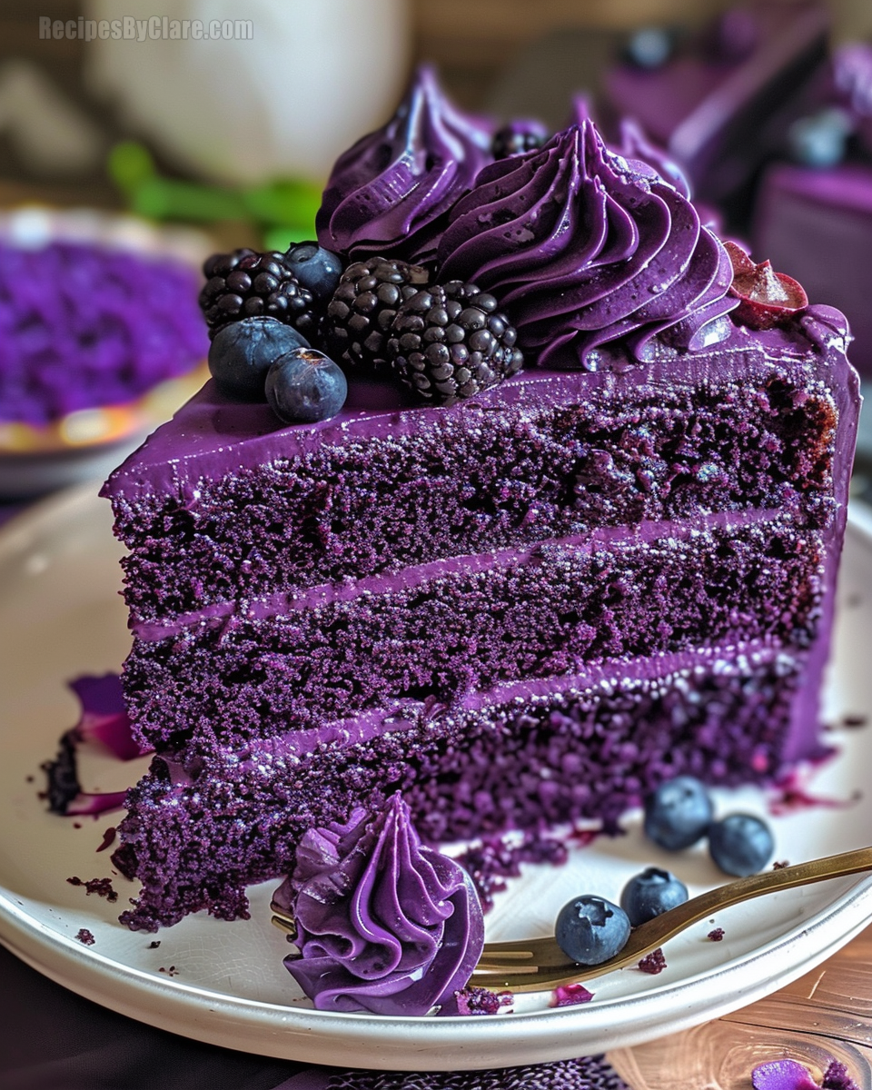 Purple Velvet Cake with White Chocolate Frosting