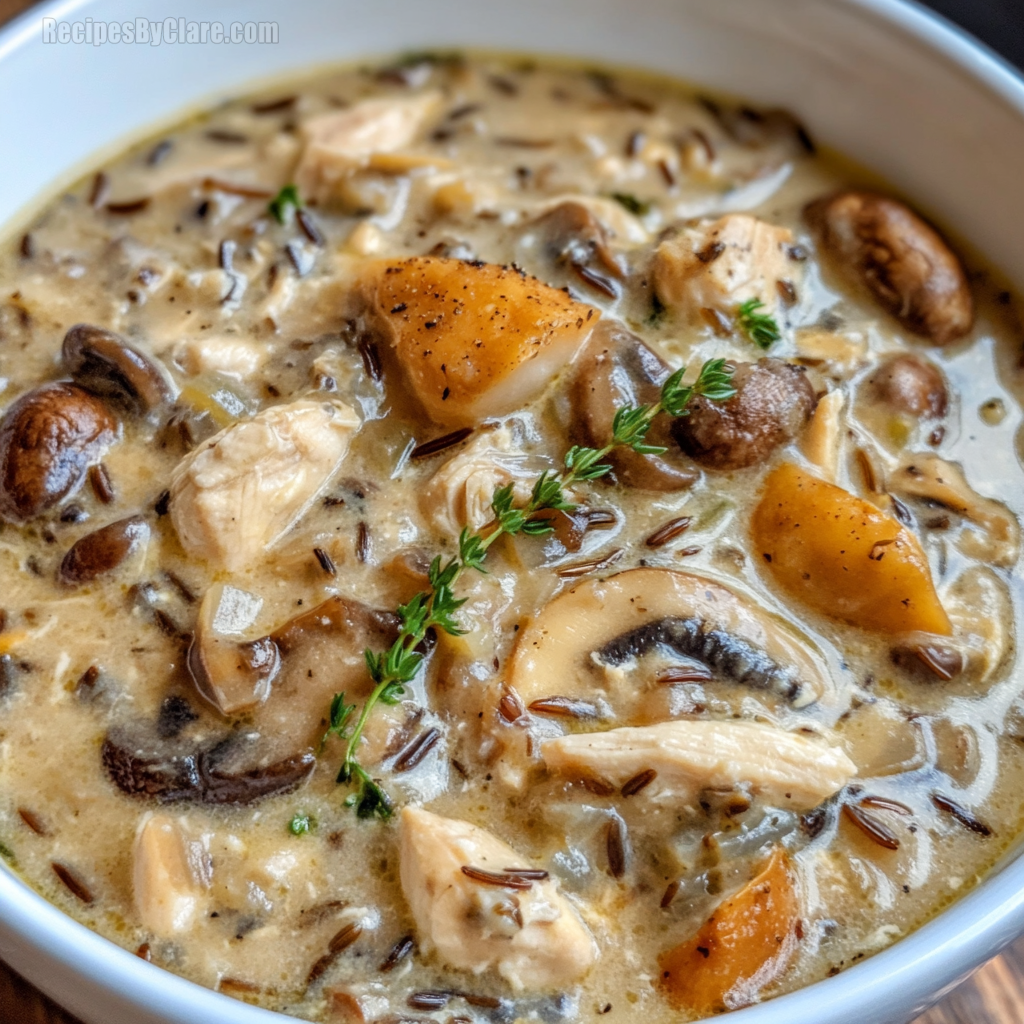 Creamy Mushroom Chicken and Wild Rice Soup