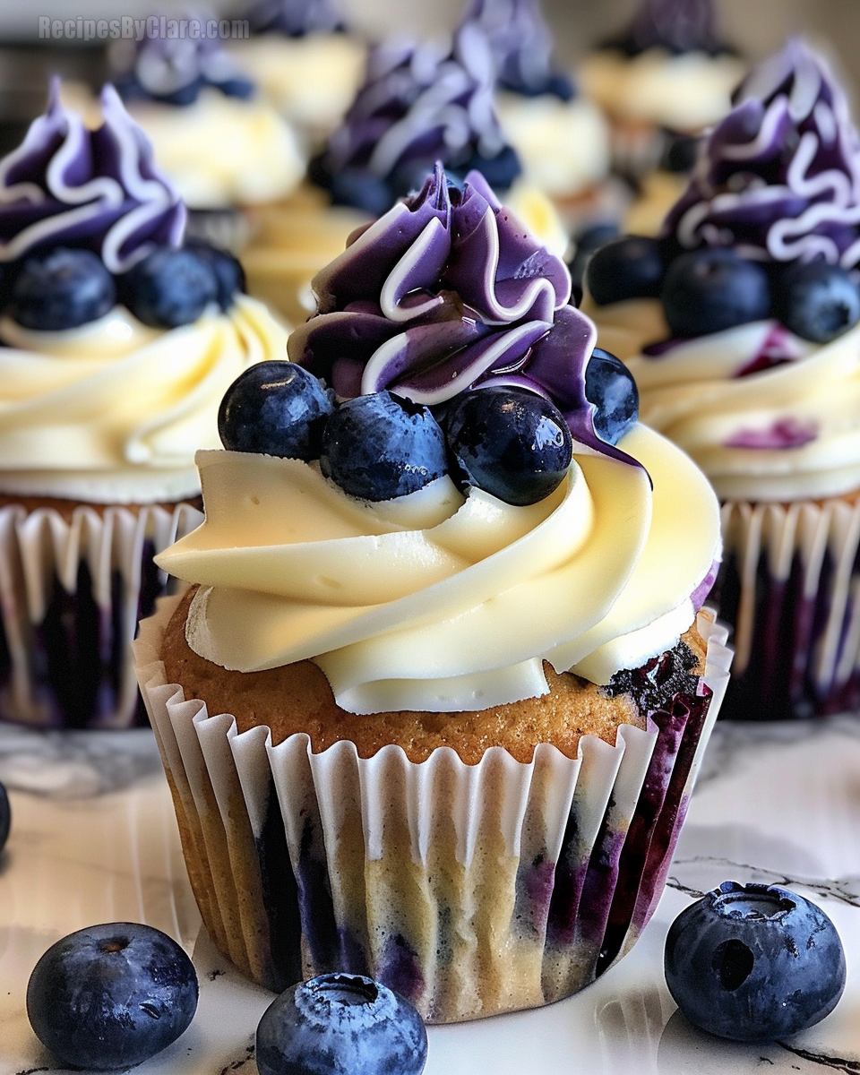 White Chocolate Blueberry Cheesecake Cupcakes