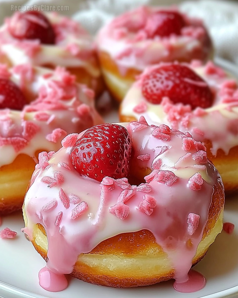 White Chocolate Strawberry Cream Donuts