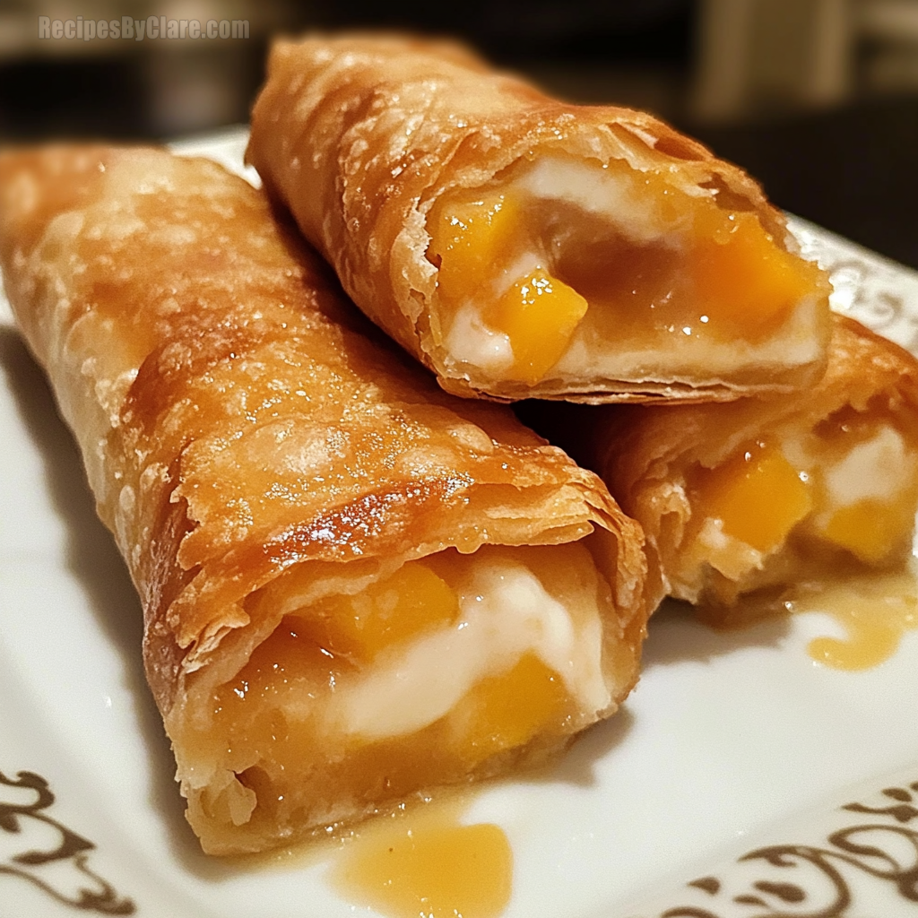 Peach Cobbler Cheesecake Egg Rolls