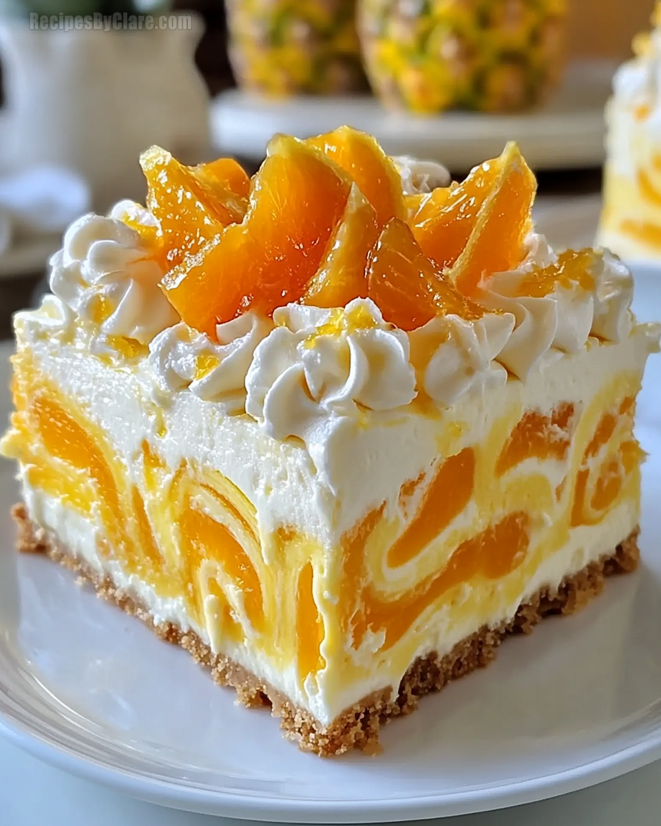 No-Bake Orange Pineapple Swirl Cheesecake