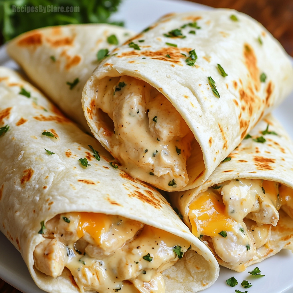 Cheesy Garlic Chicken Wraps