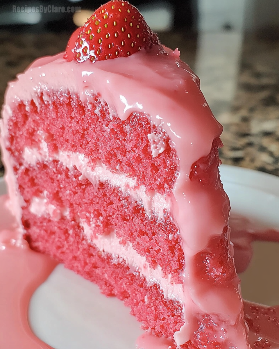 Barbie Pink Strawberry Cake with Strawberry Cream Cheese Icing