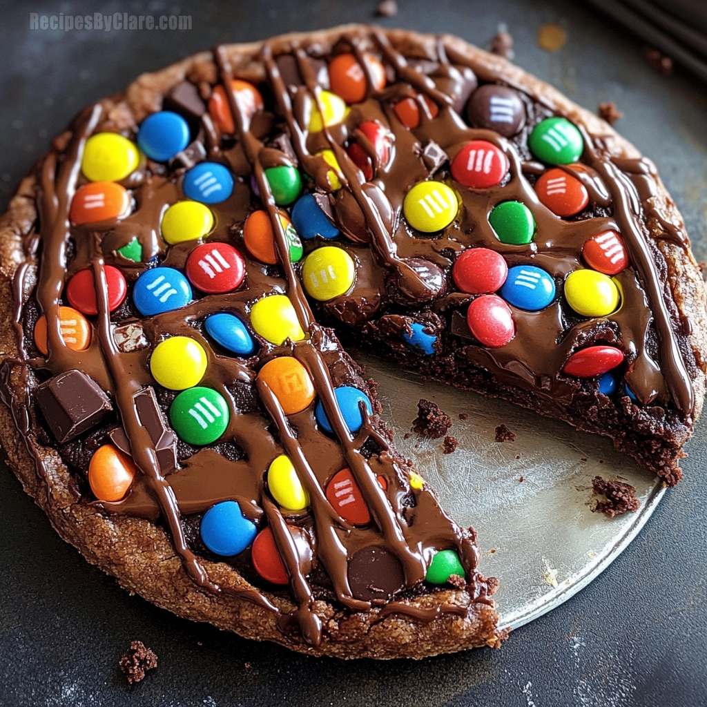 M&M Chocolate Brownie Pizza