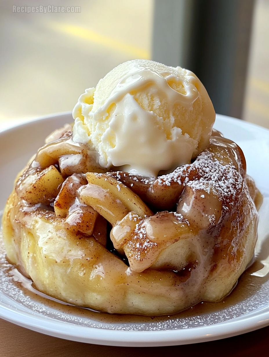 Apple Cinnamon Rolls with Vanilla Ice Cream