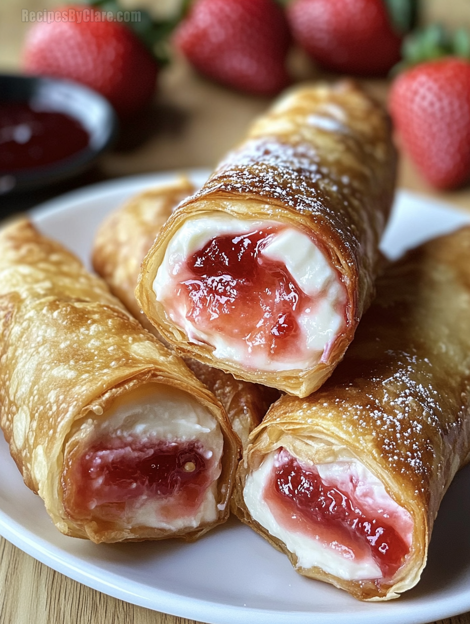 Strawberry Cheesecake Stuffed Eggrolls