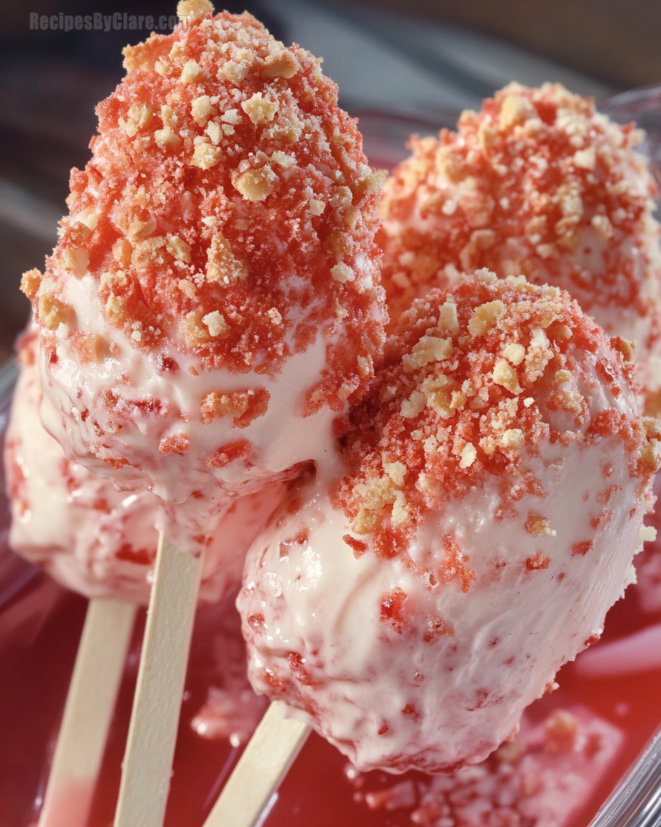 Strawberry Crunch Cheesecake Pops