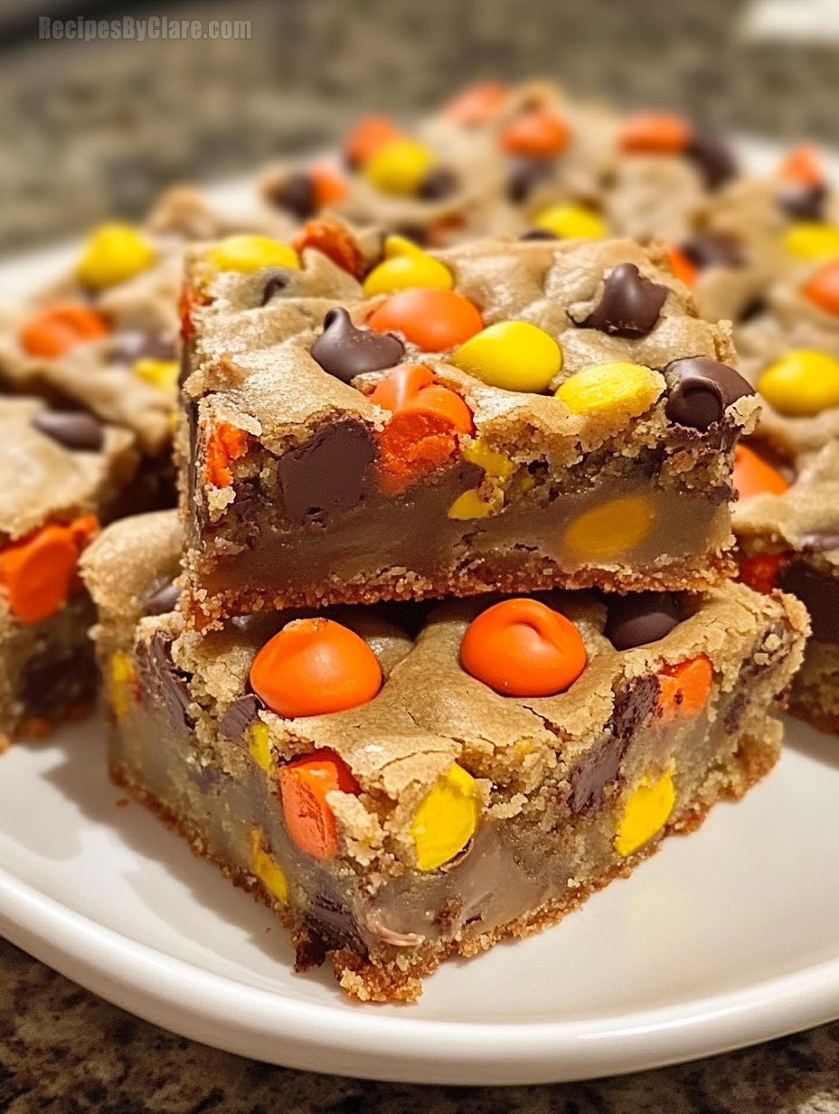 Reese’s Pieces Chocolate Chip Cookie Bars