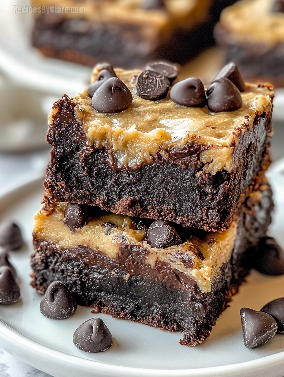 Gooey Chocolate Chip Cookie Dough Brownie Bars