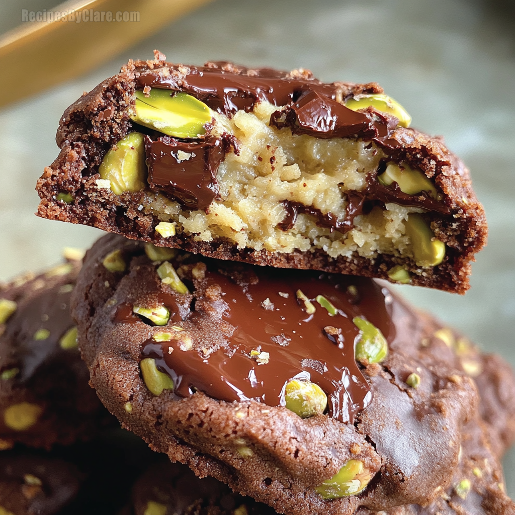 Pistachio-filled Chunky Chocolate Cookies