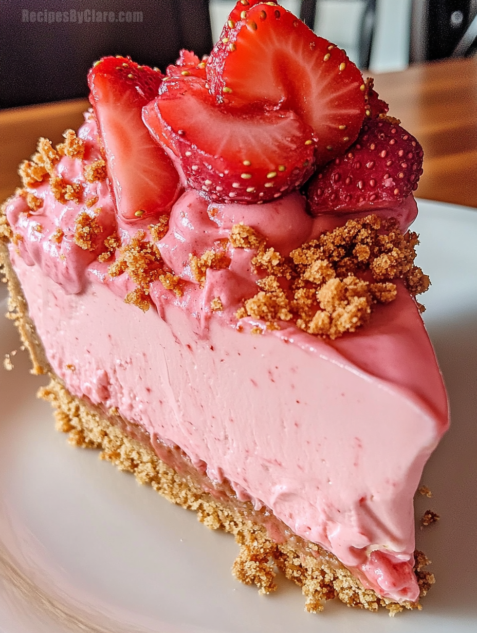 Strawberry Crunch Cheesecake Slice with Strawberry Pink Cream Icing