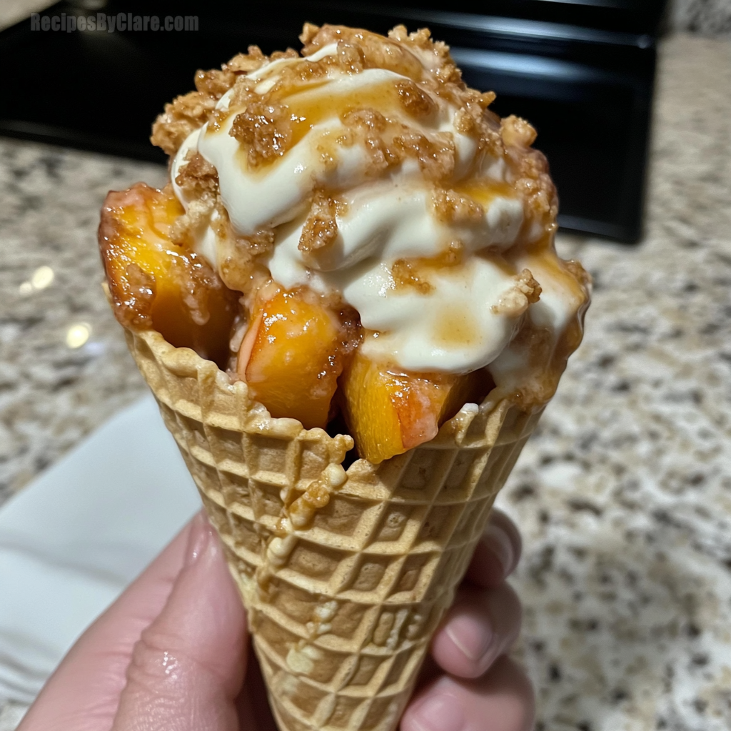 Peach Cobbler Stuffed Cones