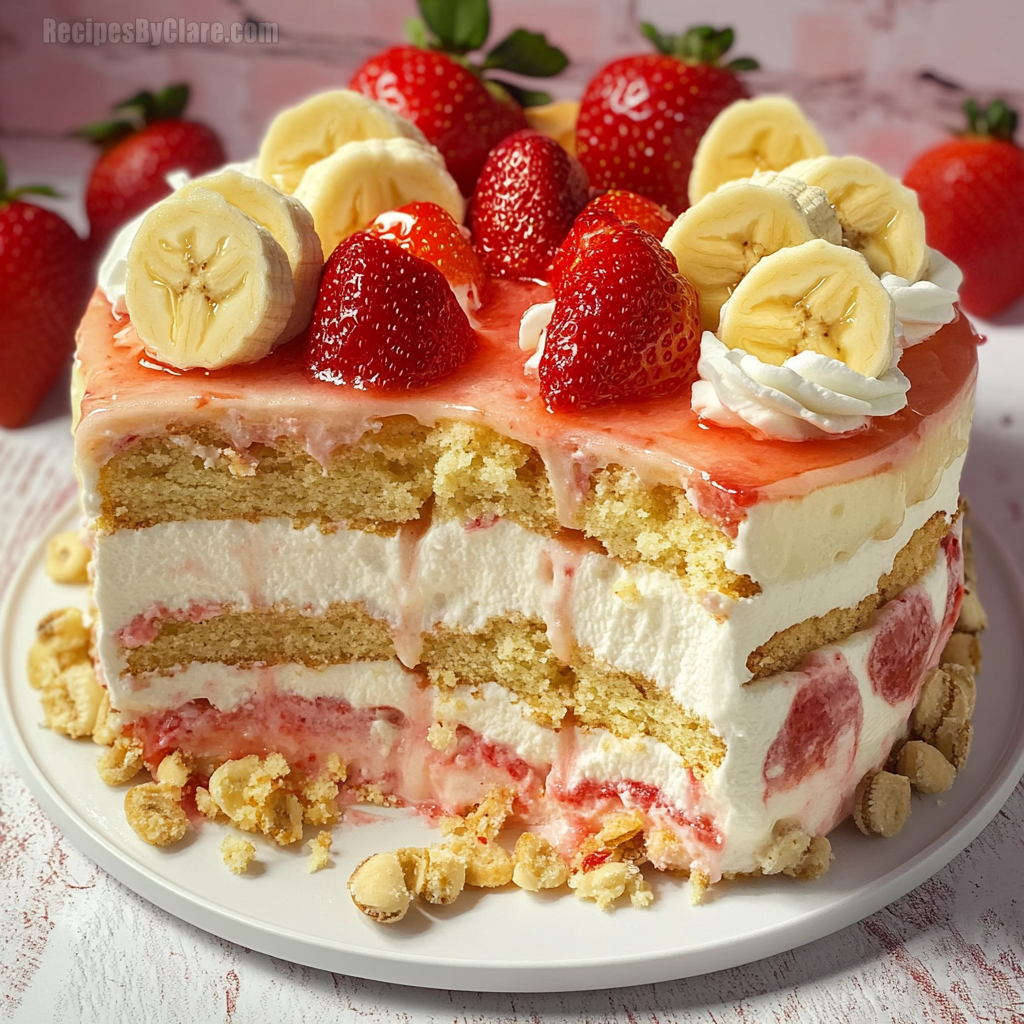 Half Strawberry Shortcake, Half Banana Pudding Cake