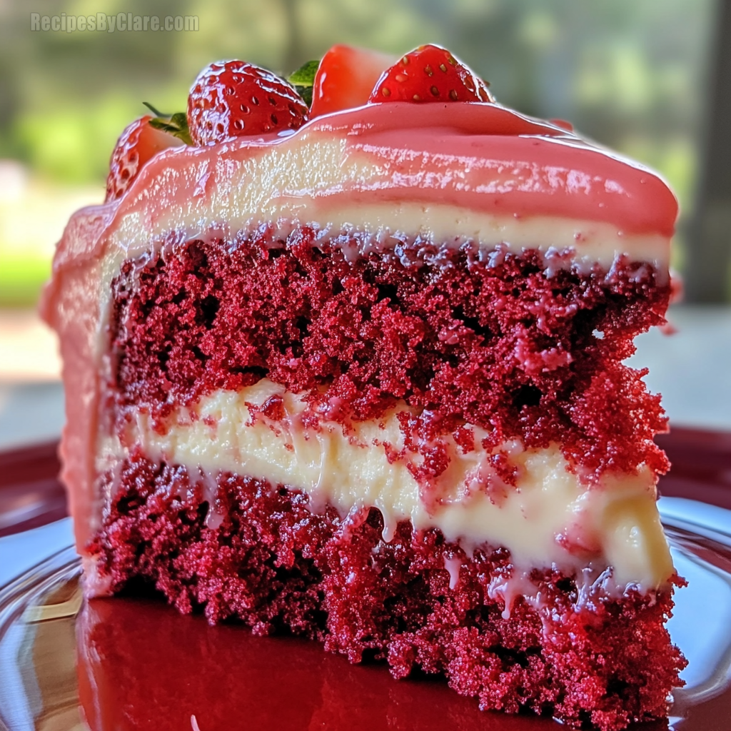 Strawberry Honeybun Red Cake with Strawberry Cream Cheese Icing