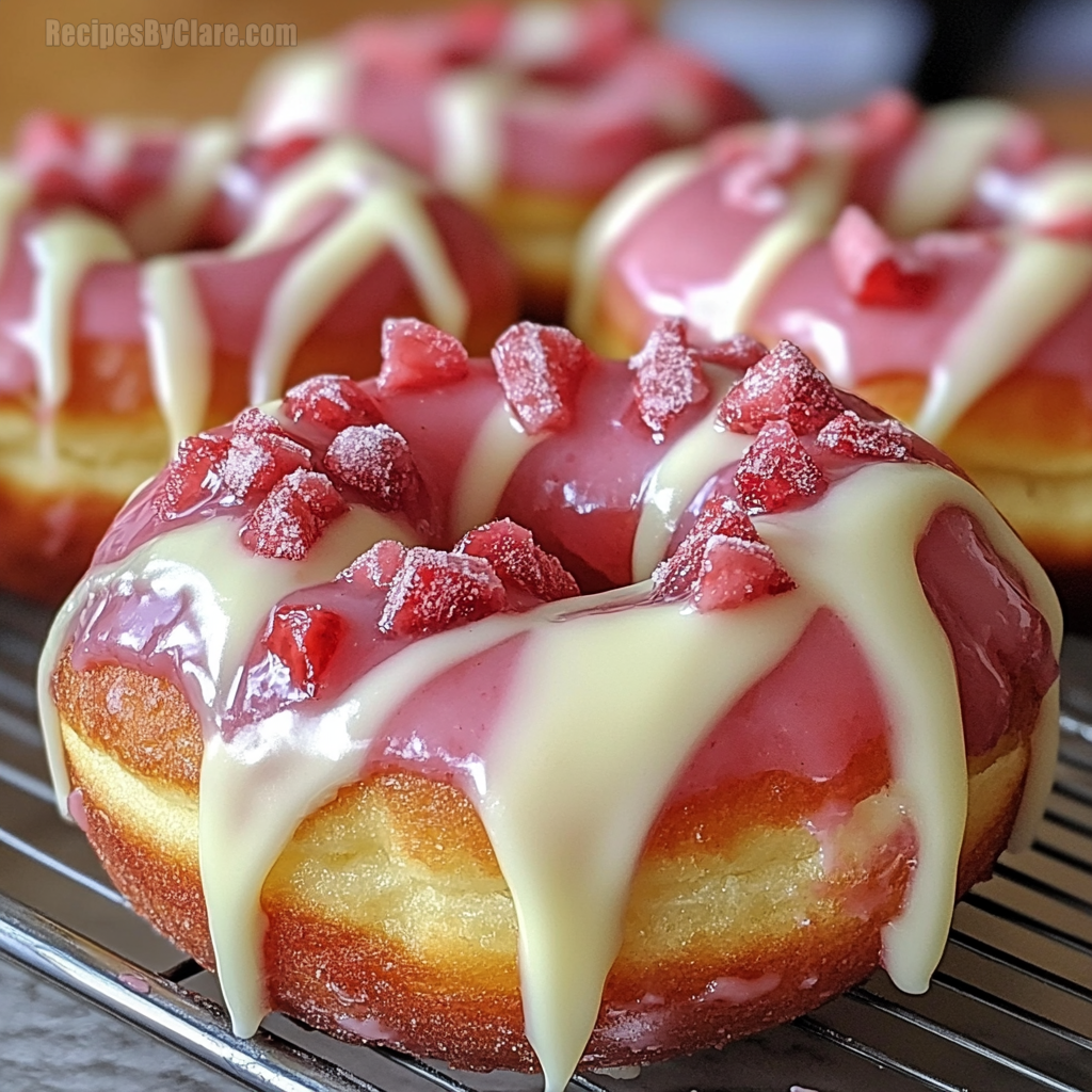 White Chocolate Strawberry Cream Donuts