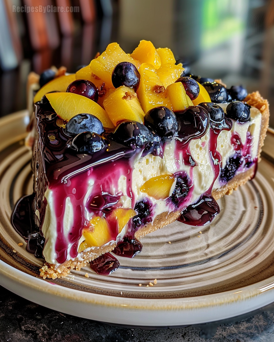 No-Bake Peach Blueberry Cheesecake