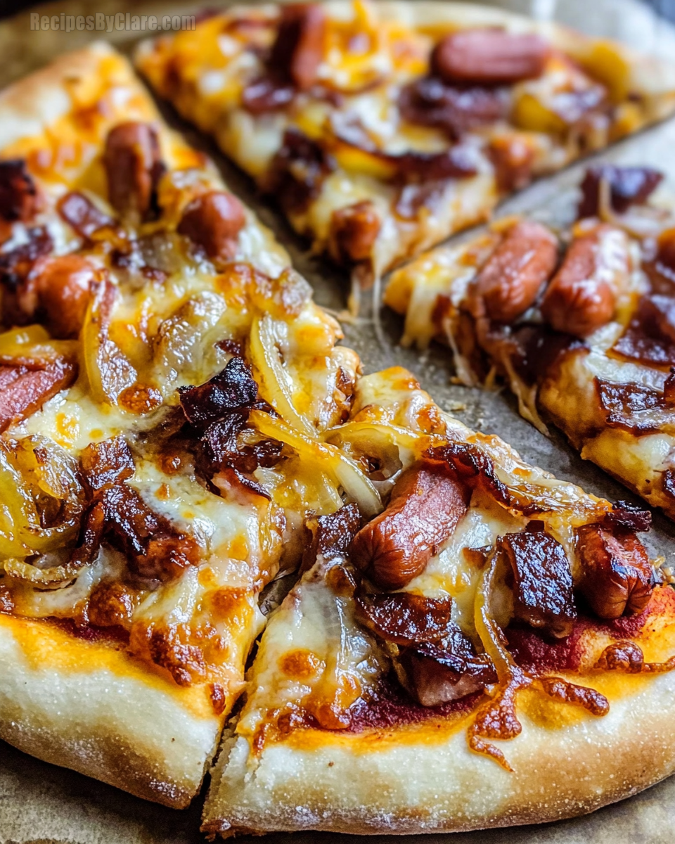 Leftover Hot Dog Pizza